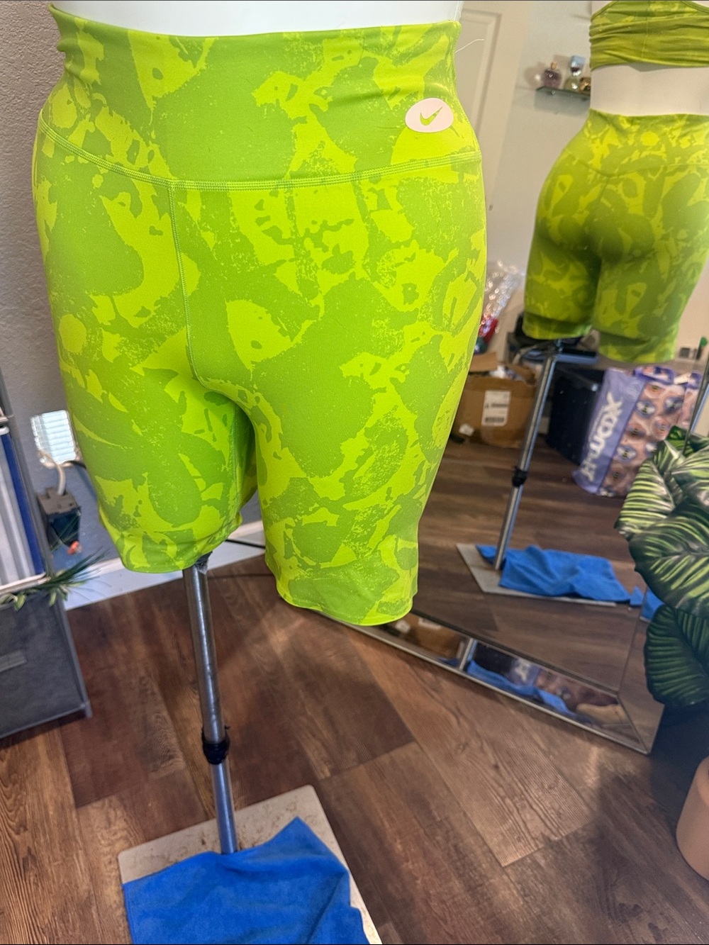 Nike Bright Lime Green Printed Biker Shorts